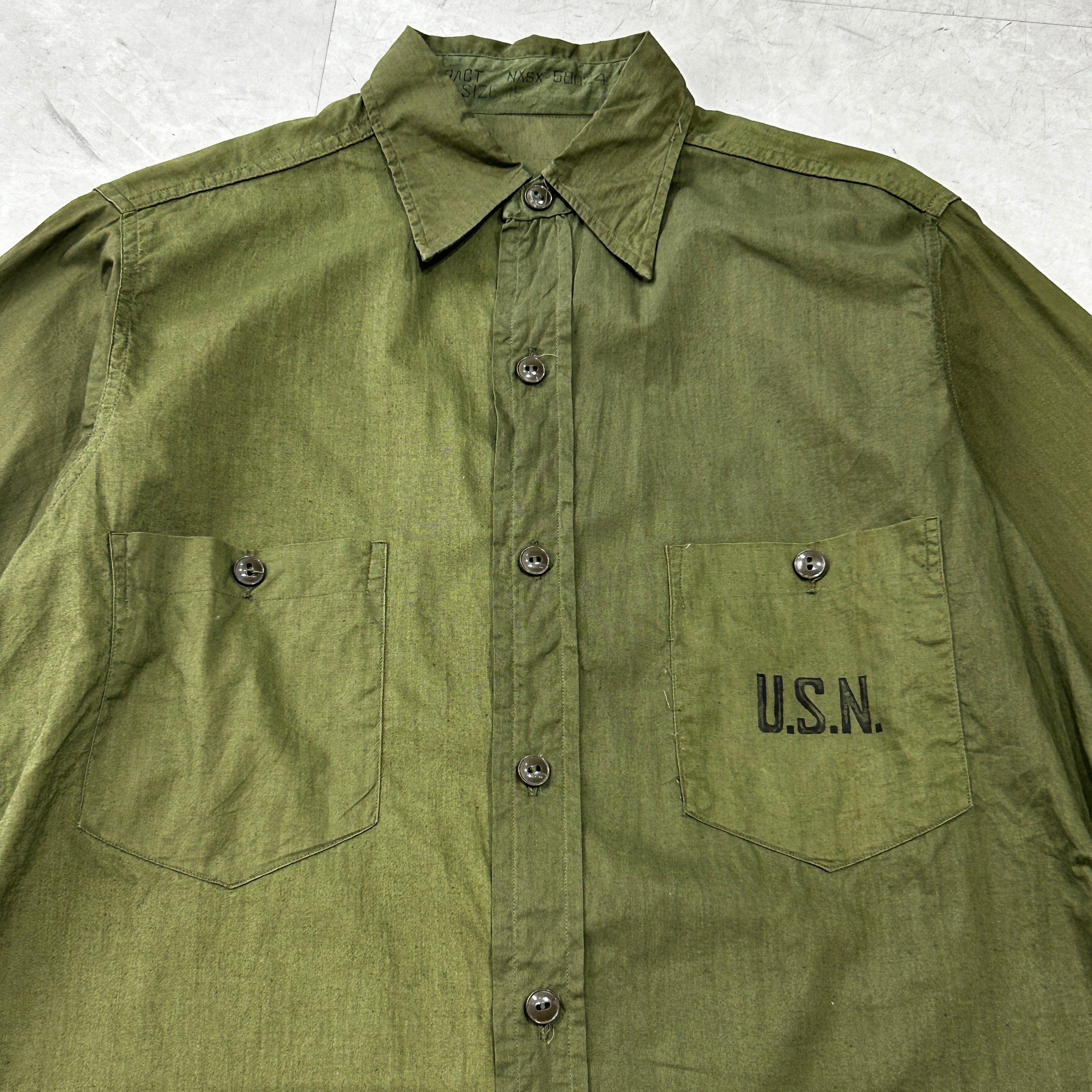40s US NAVY USN UTILITY SHIRT N-3 40年代 コットンポプリン