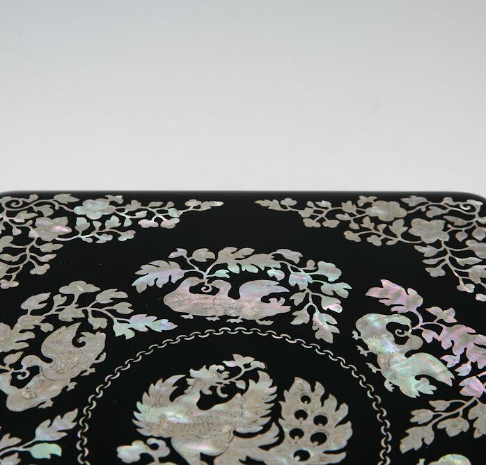 装飾収納箱 漆塗り 布着せ 螺鈿 東竹堂 飛竜 書道 装飾収納箱 漆塗り