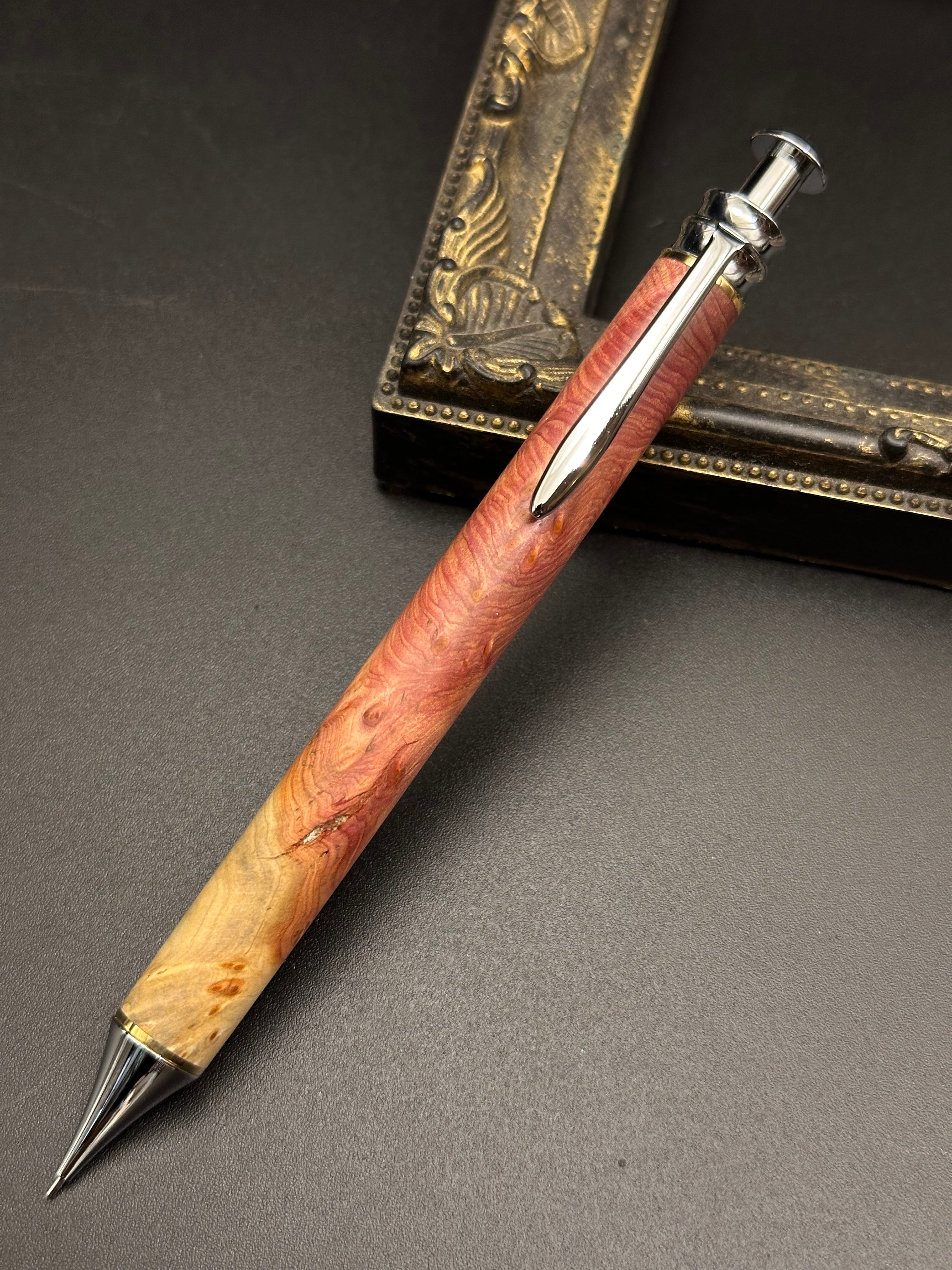 サイアミースローズウッド(極上マイクロカーリー)/木軸シャープペン 低