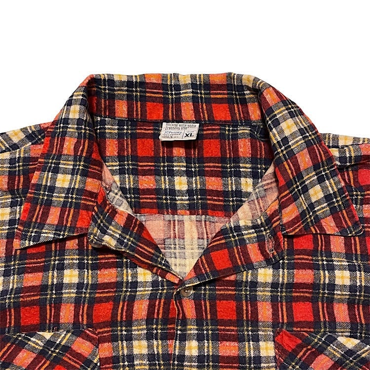 XLサイズ)70s JC Penney ビンテージ 長袖プリントネルシャツ チェック