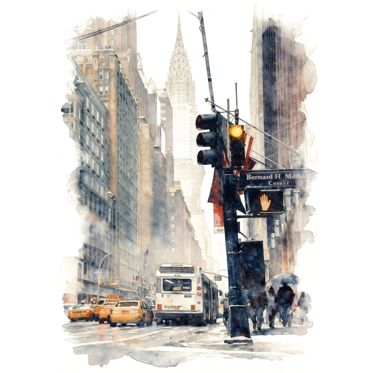絵画 風景画(街並み) 秋 アメリカ ニューヨーク ブルックリン・ハイツ
