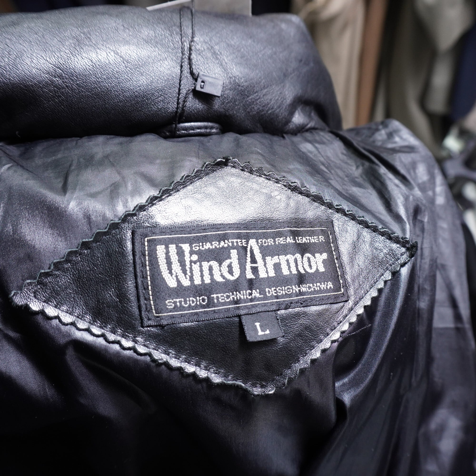 Vintage】ウィンドアーマー リアルレザー 本革ダウンJKT BLACK | V by