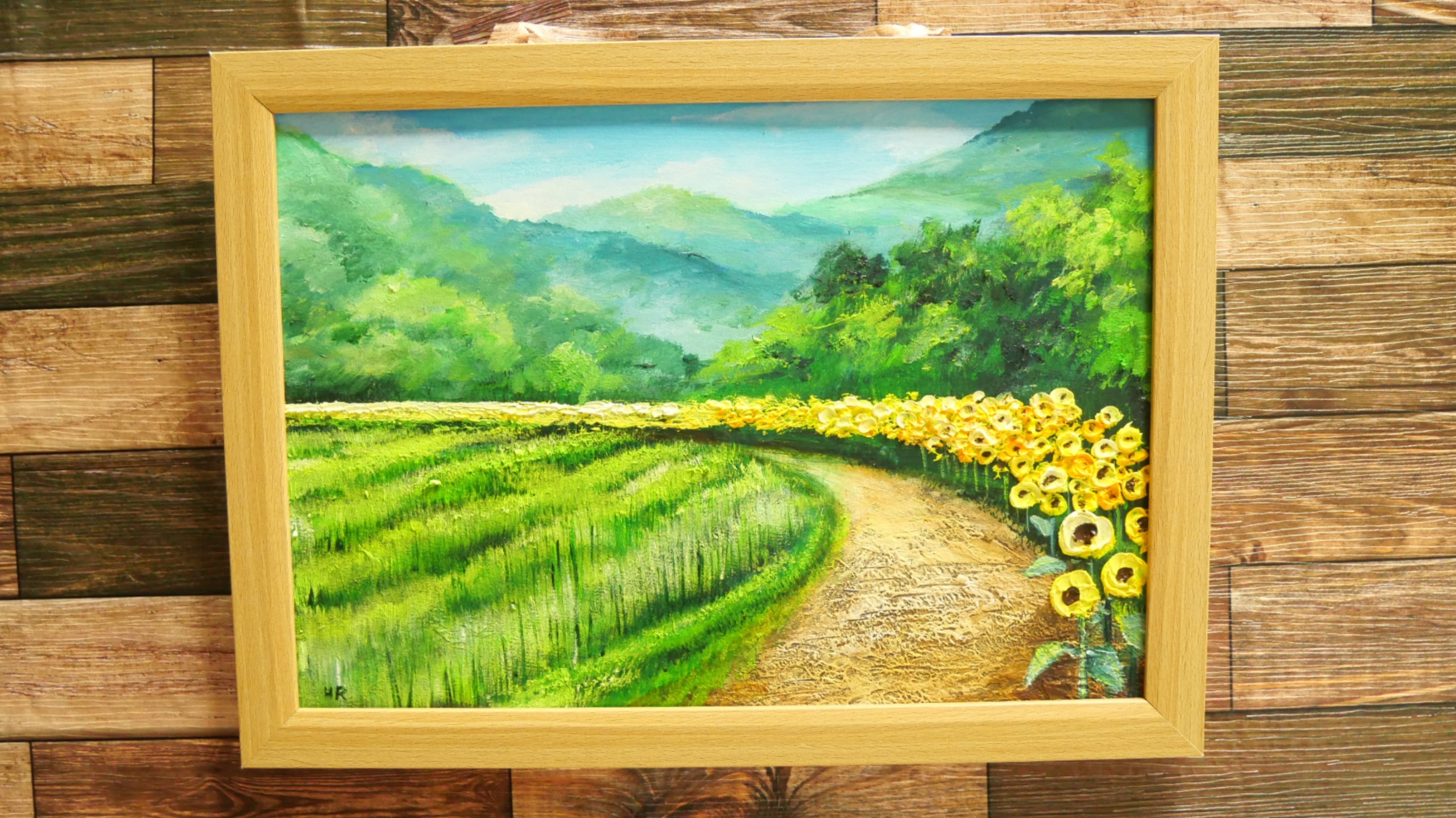 油絵 絵画 【田んぼのひまわり道】 | HIROSHI1990