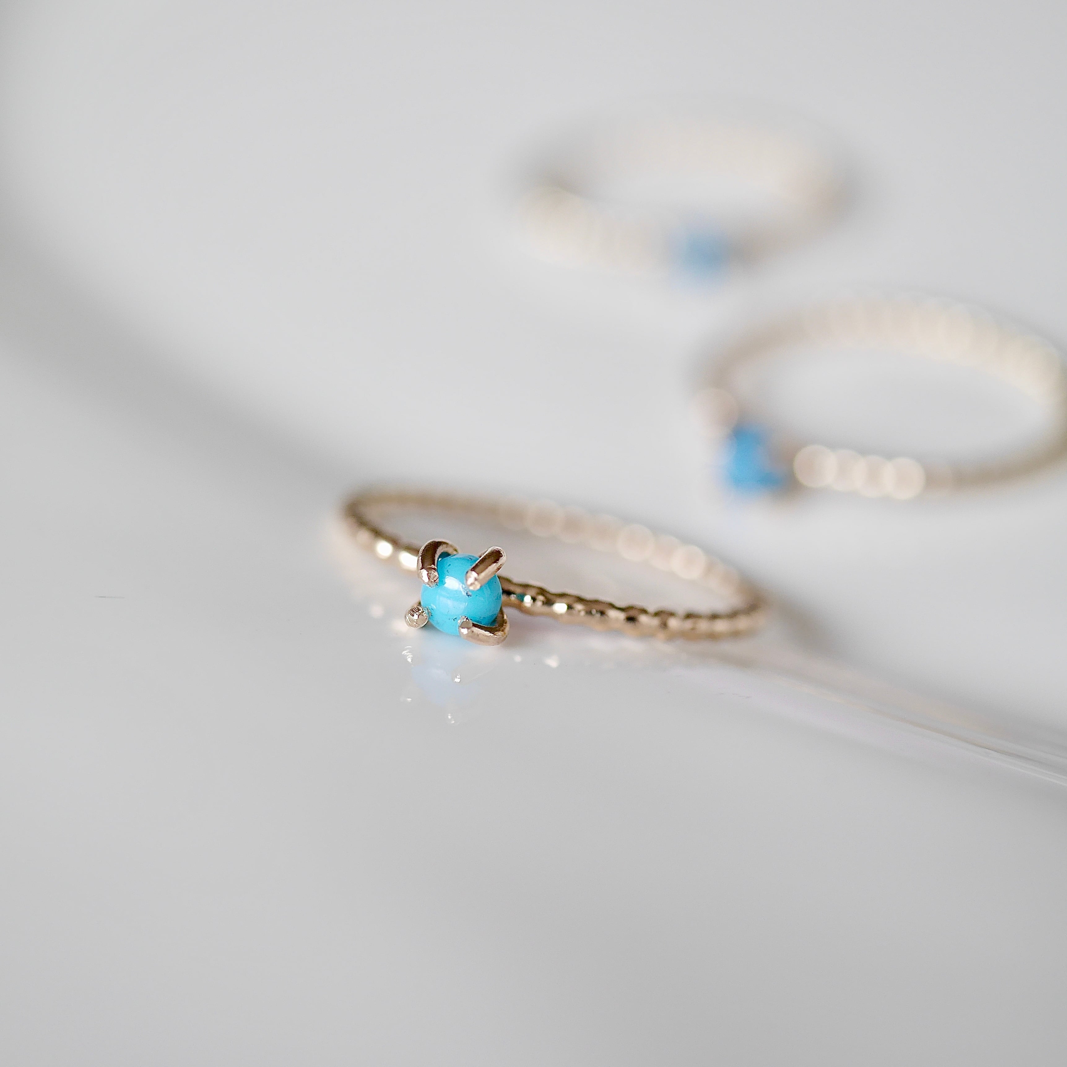 スリーピングビューティーターコイズ ピンキーリング 14kgf | La