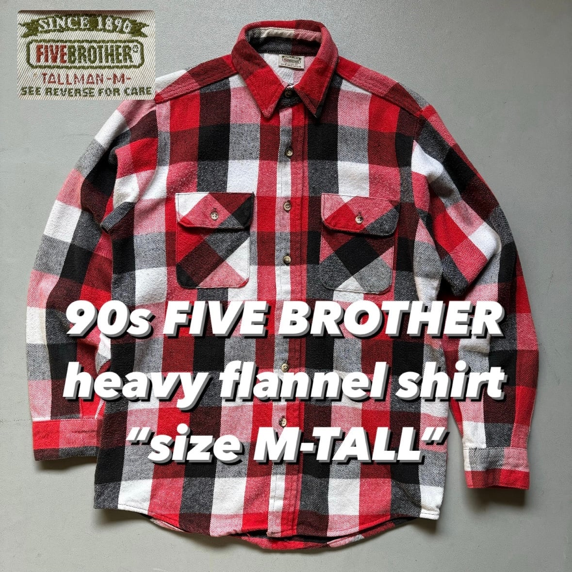 90s FIVE BROTHER heavy flannel shirt “size M-TALL” 90年代 ファイブ