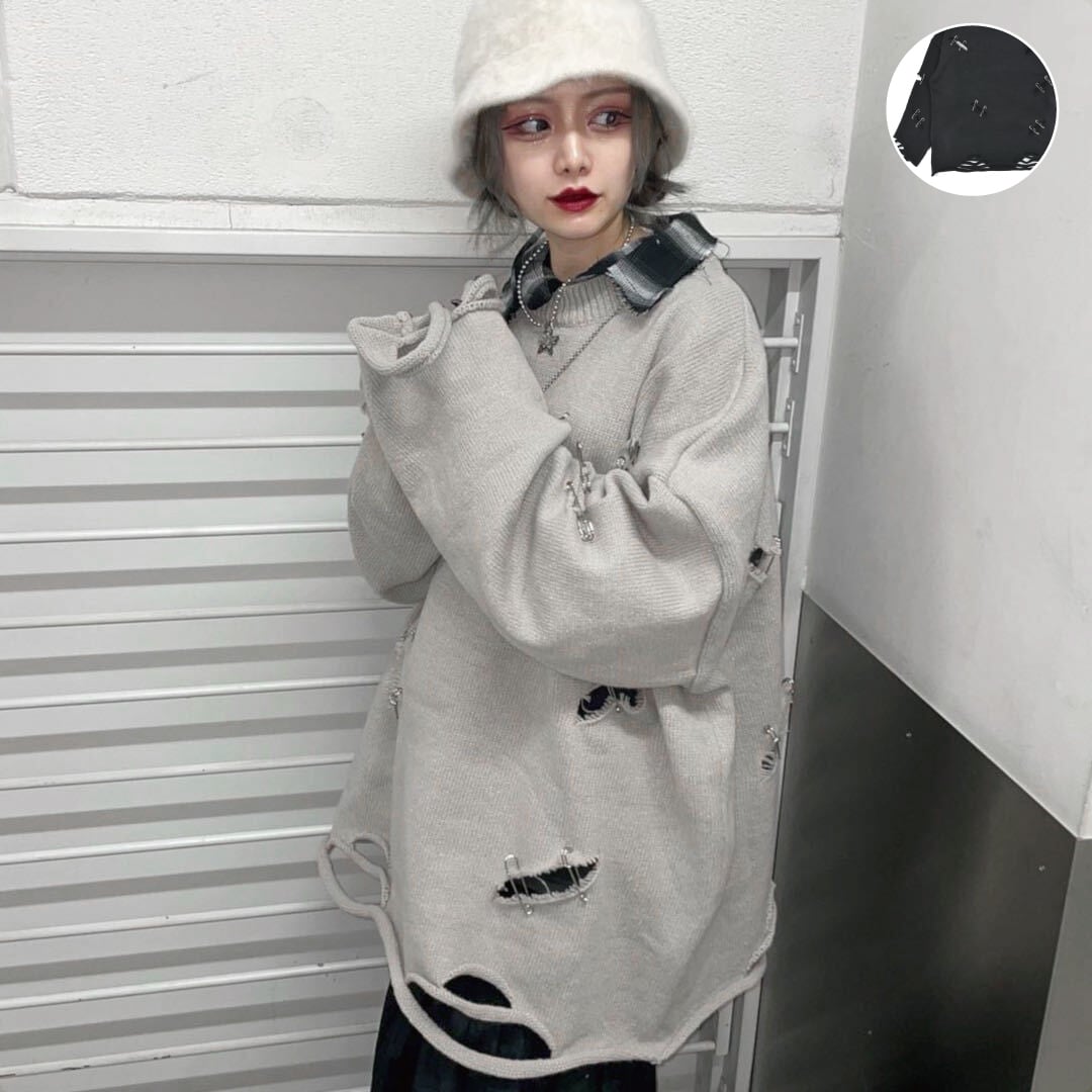 PINダメージニット | VOLCAN&APHRODITE