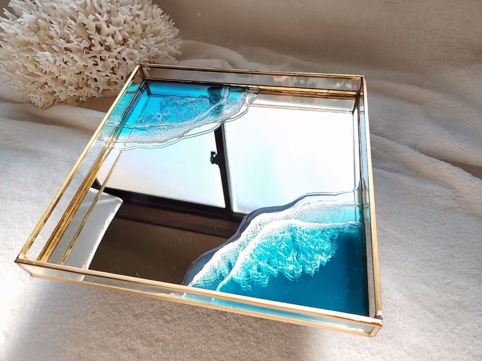 200.オーシャンレジンアート ミラートレイ | Leaf Edgez