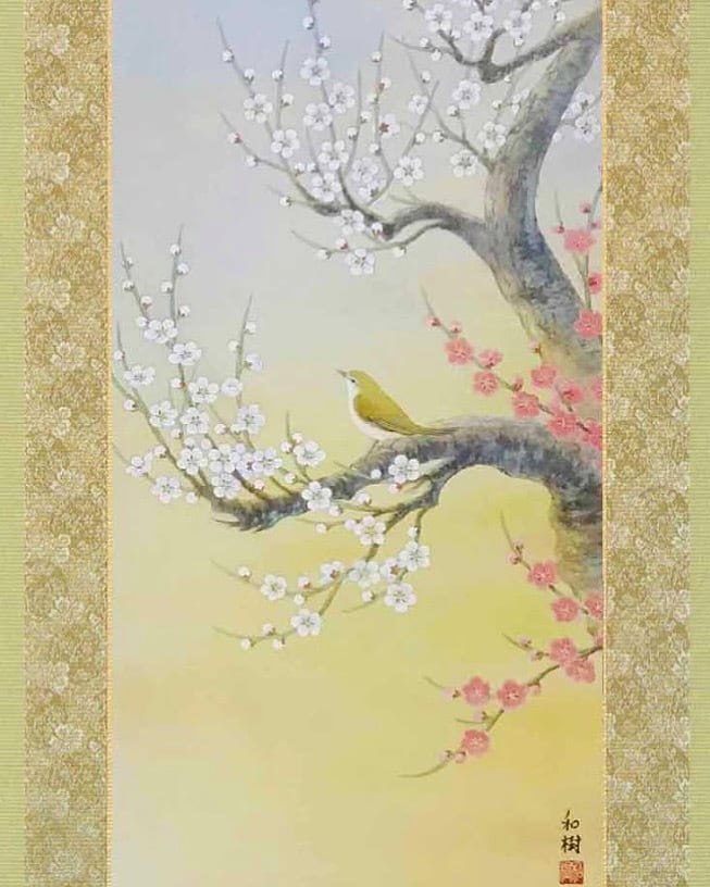 掛軸 日本画 自然風景 絵画 梅田晴山 掛軸 日本画 自然風景 絵画 梅田晴山