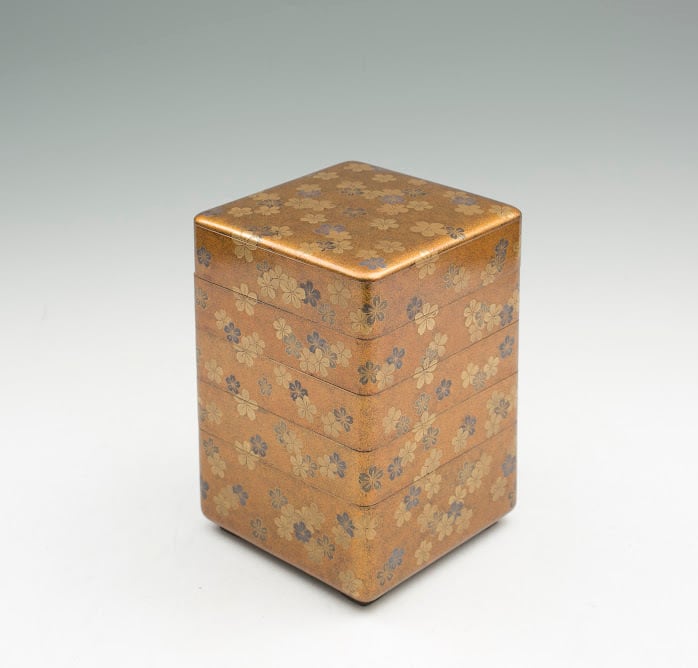 総梨子地 桜蒔絵 五段重 漆器 金蒔絵 日本の美しいもの 和骨董 江戸