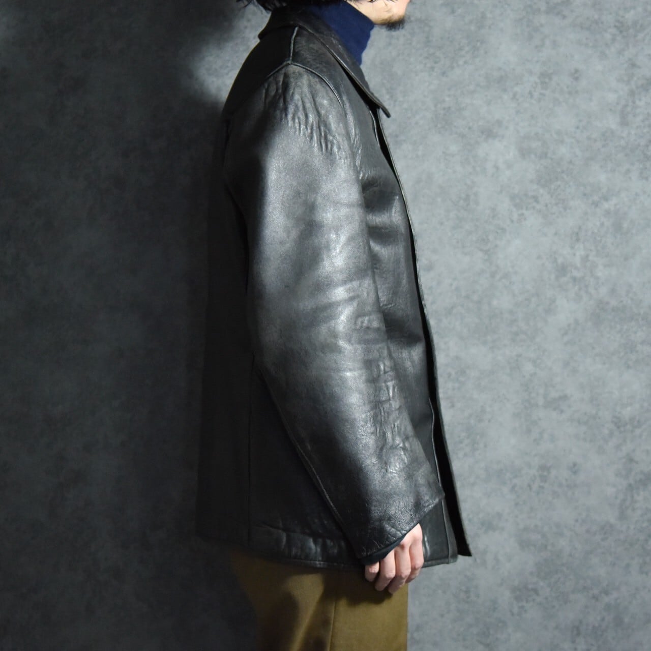 60-70s Le Corbusier Leather Jacket Double Breasted ル