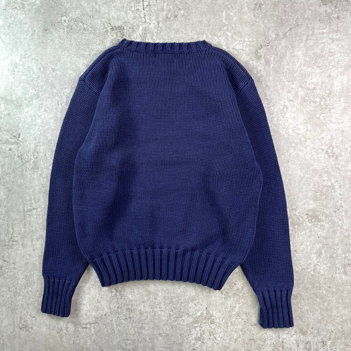 90s ポロバイラルフローレン 日本製 コットンセーター ラピスブルー M
