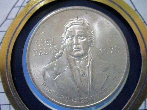 メキシコ 100ペソ銀貨☆1978年／ホセ・マリア・モレーロス／極美品