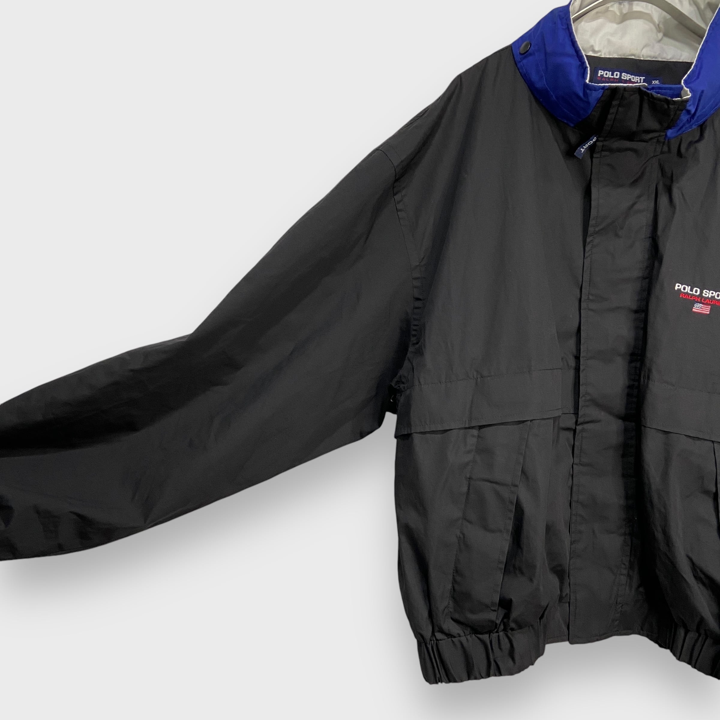90s USA ポロスポーツ ラルフローレン ナイロンジャケット 黒 XXL