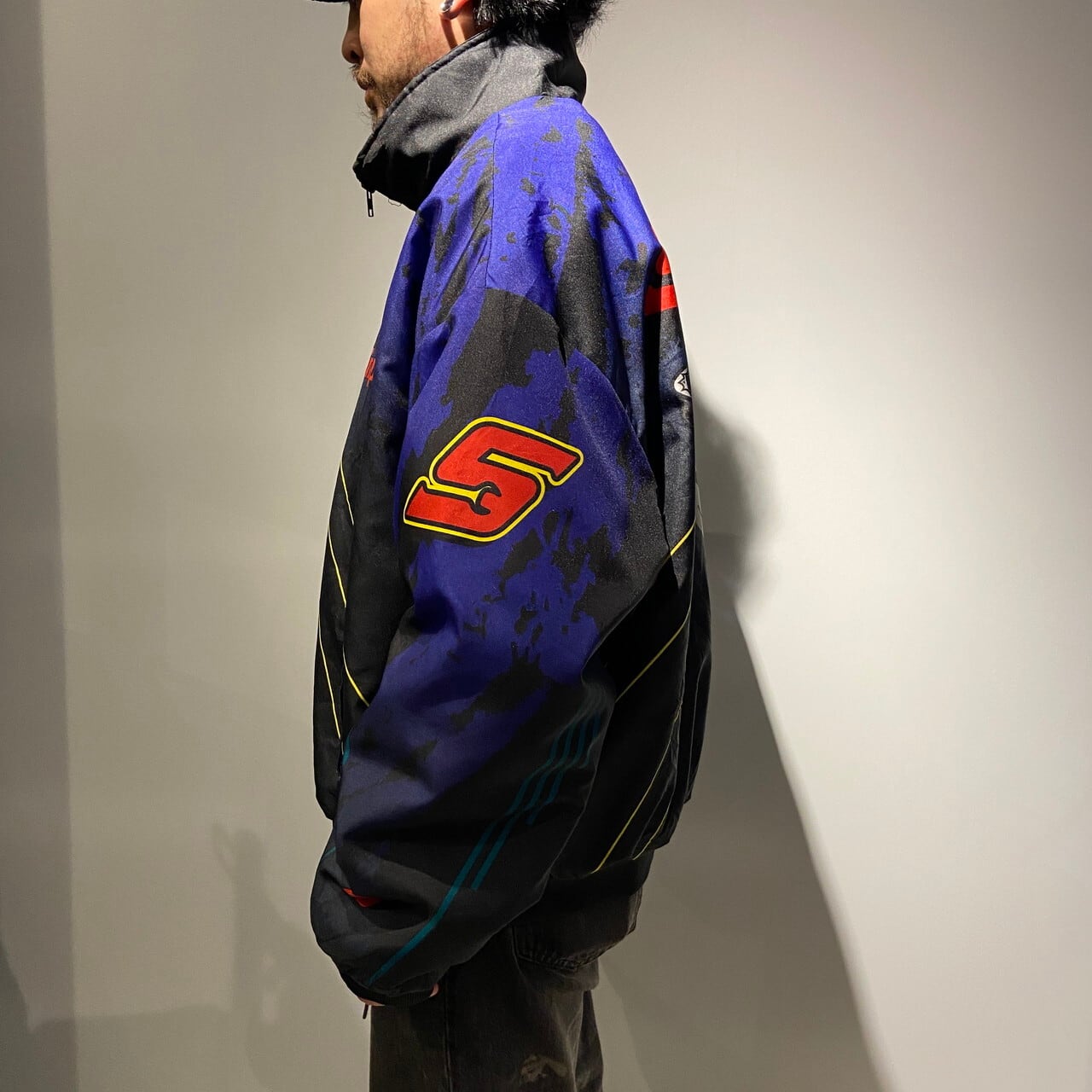 ビッグサイズ 90年代 SNAP-ON 総柄 ナイロンジャケット メンズ2XL 古着