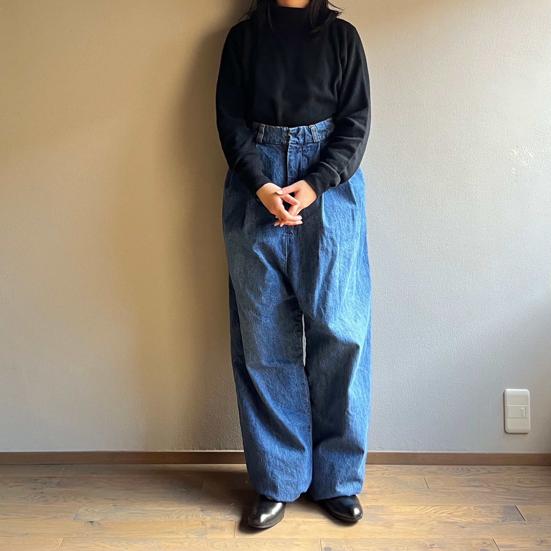 R&D.M.Co-/OLDMAN'S TAILOR TUCK DENIM WIDE PANTS（Vintage Like