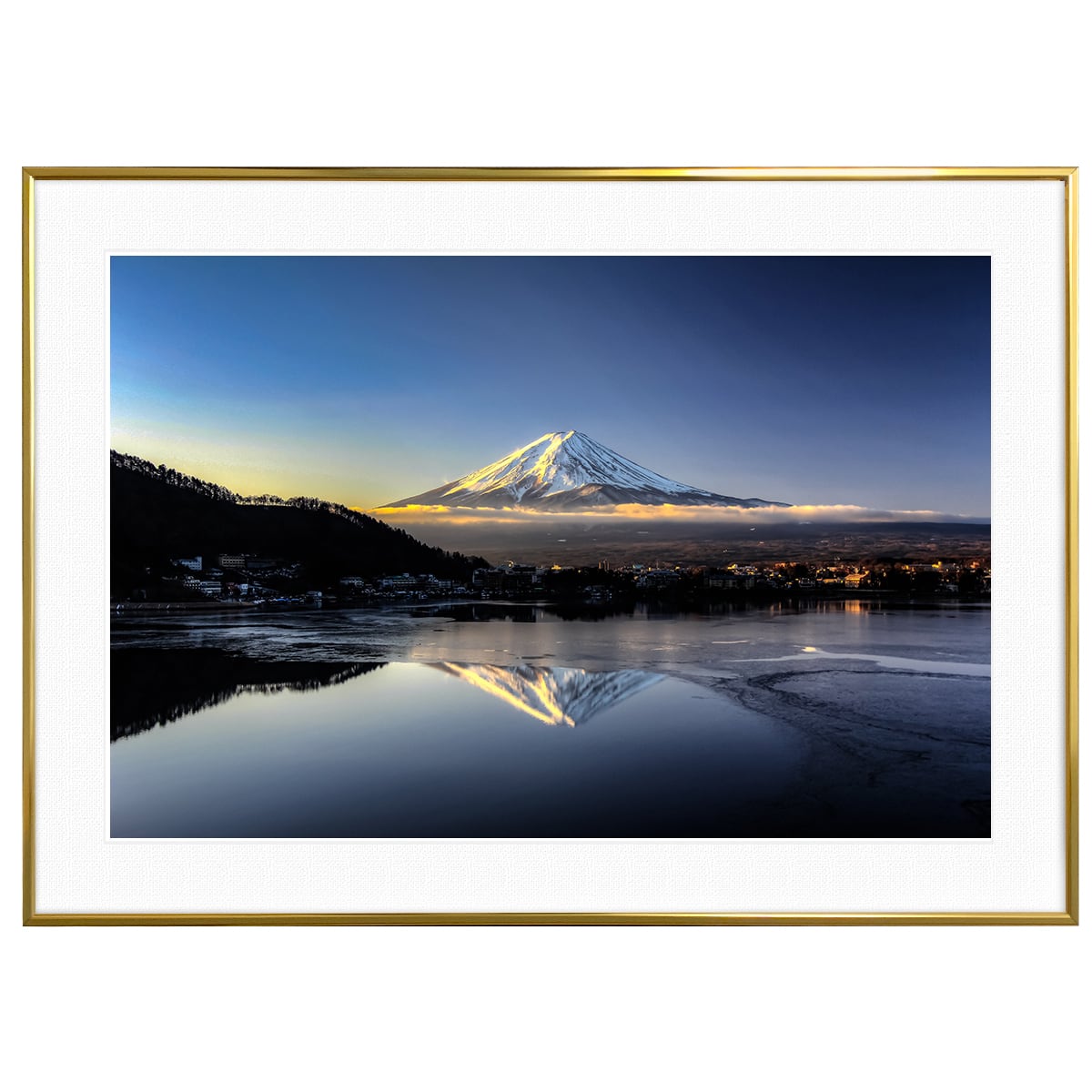 日本写真 河口湖からの富士山インテリアアートポスター額装 AS2778