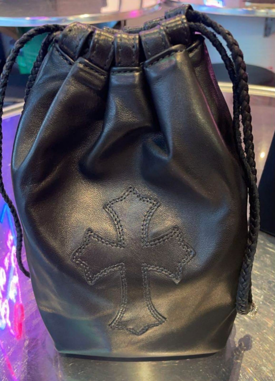 CHROME HEARTS クロムハーツ クロスパッチ ドローストリング 巾着