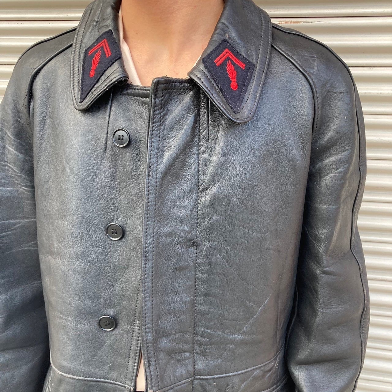 Sサイズ 60s French Vintage ヴィンテージ ファイヤーマン レザー
