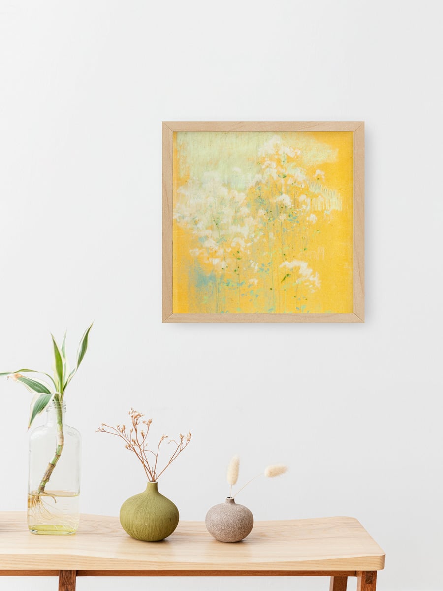 額縁付き] Wild Flowers 野の花 アートポスター 323×323mm 額装 天然木