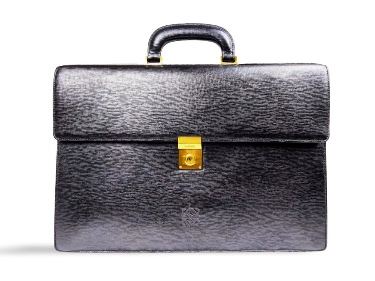 ☆極上品☆ ロエベ LOEWE レザーブリーフケース シボ革 裏地総柄