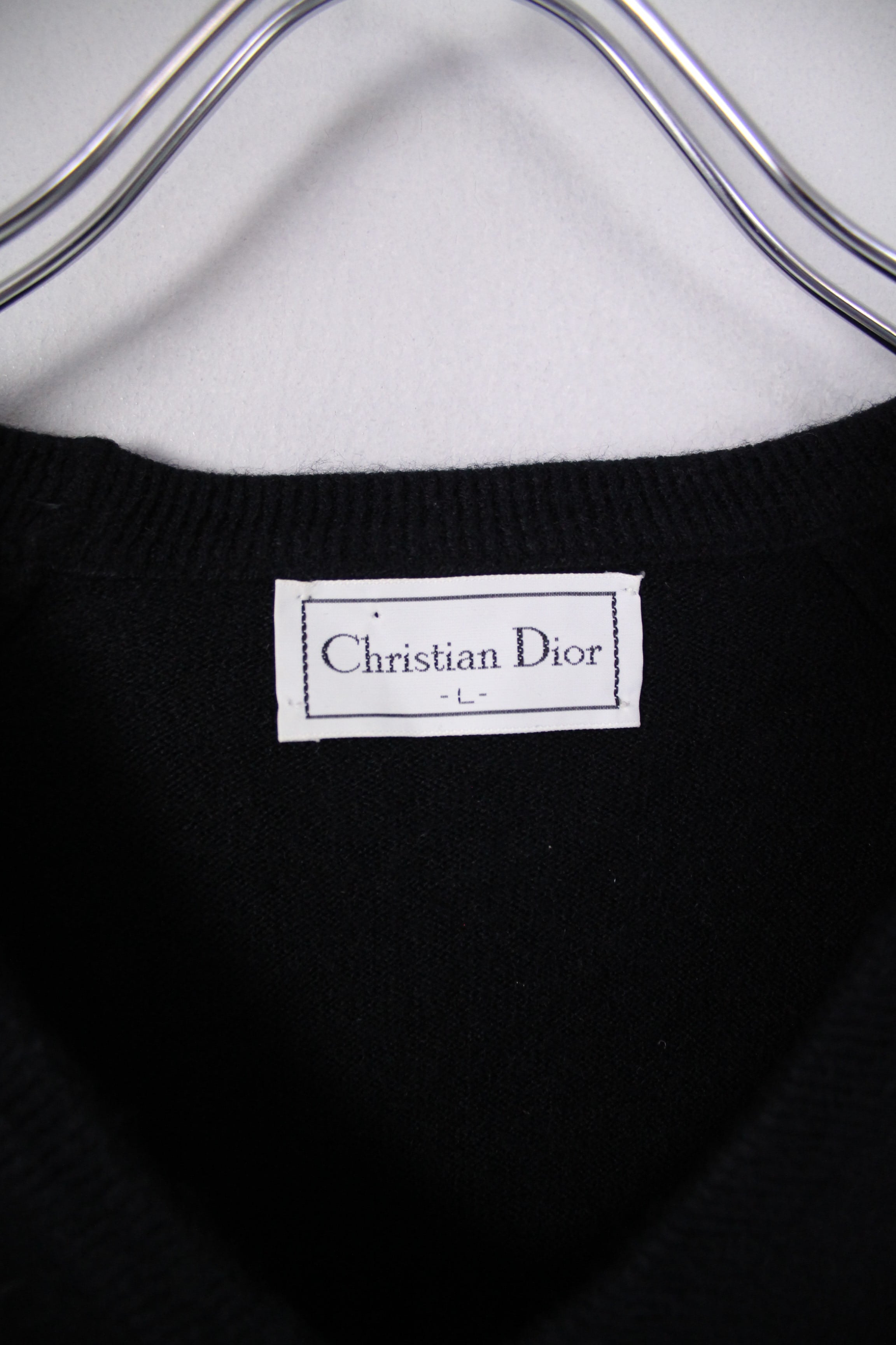 Christian Dior ディープVネック ブラック ニットセーター 【OT-3960