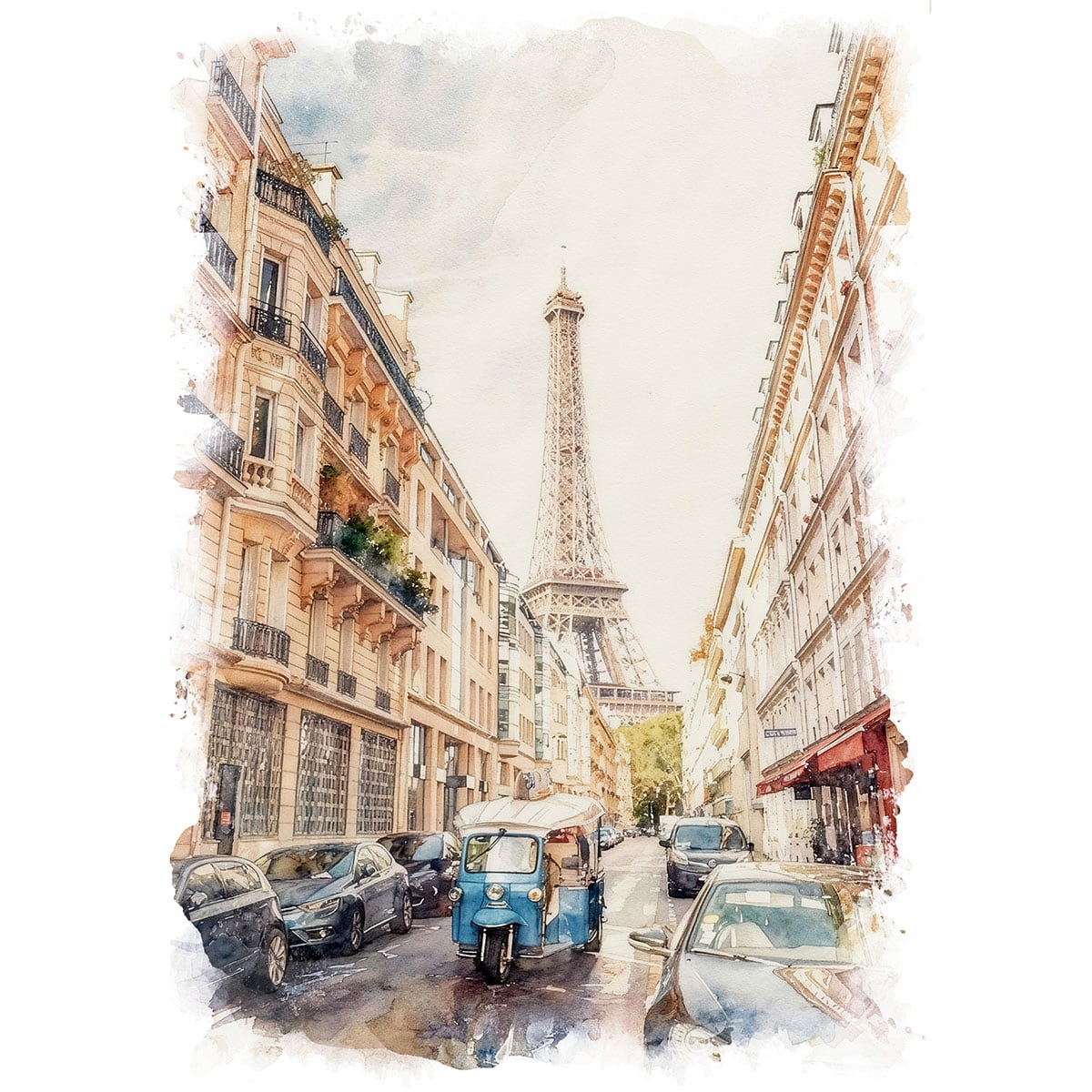 絵画 街の風景画 フランス パリ セーヌ川とエッフェル塔 インテリア