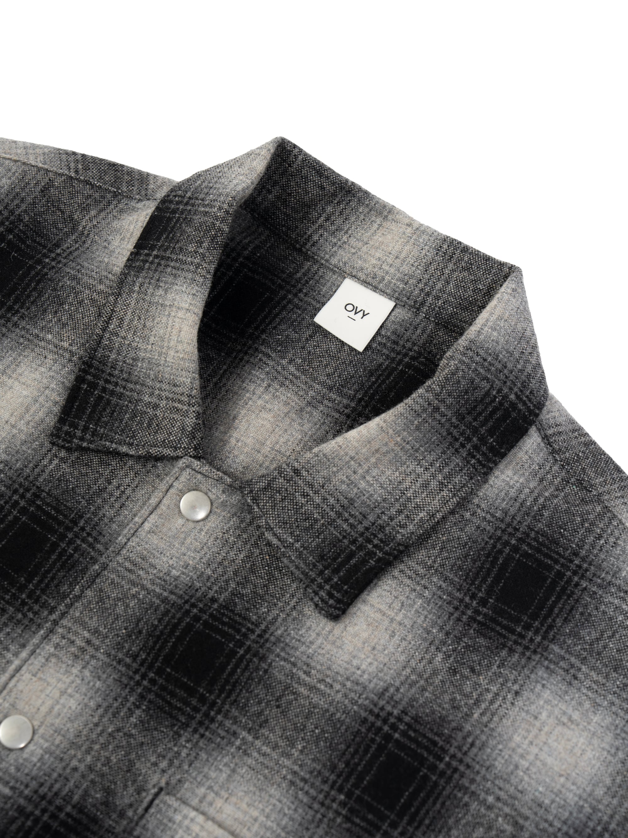 Ombre Check Shirt Jacket (white×black) | OVY