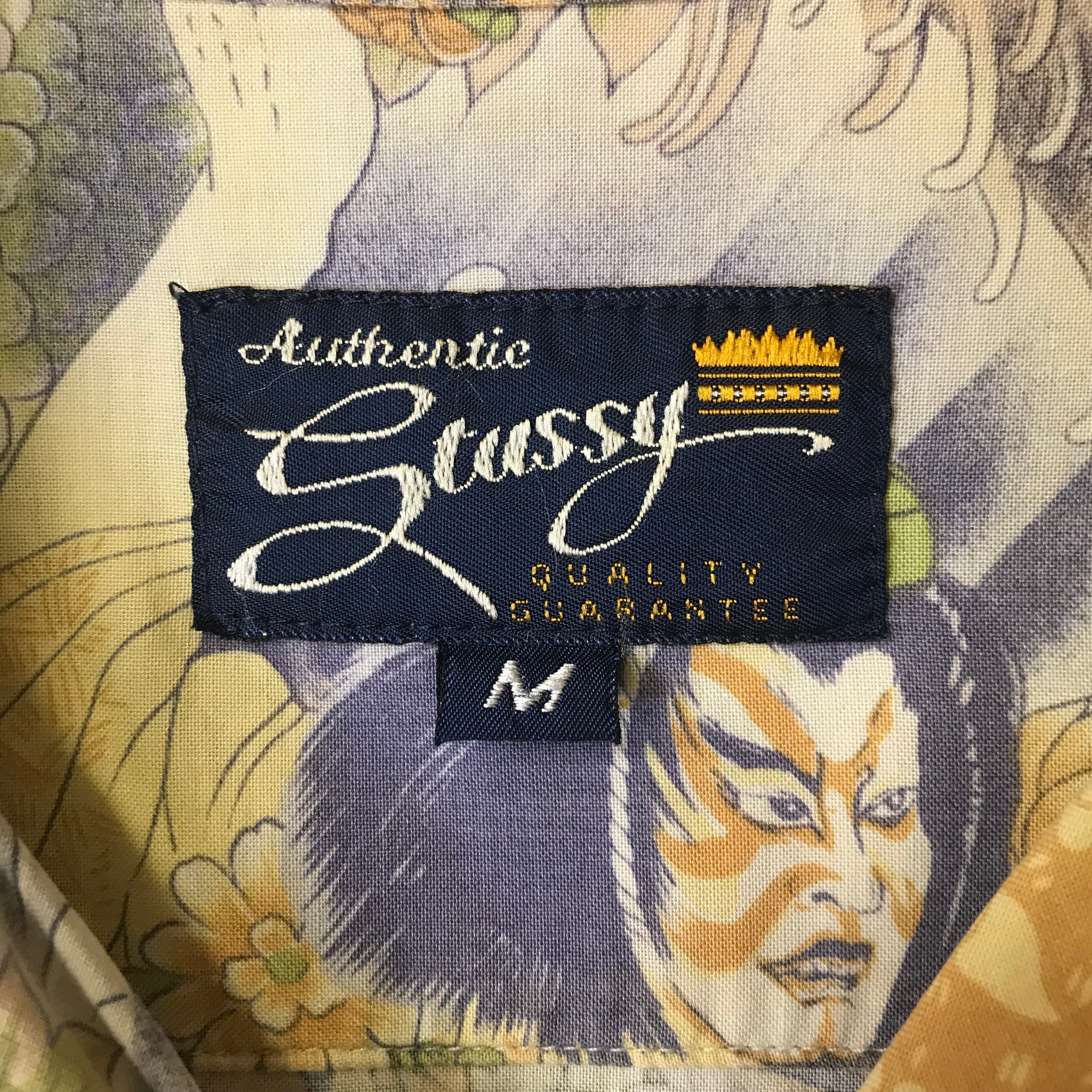 90s VINTATGE OLD STUSSY 王冠 クラウンタグ 龍 獅子 歌舞伎 和柄 総柄