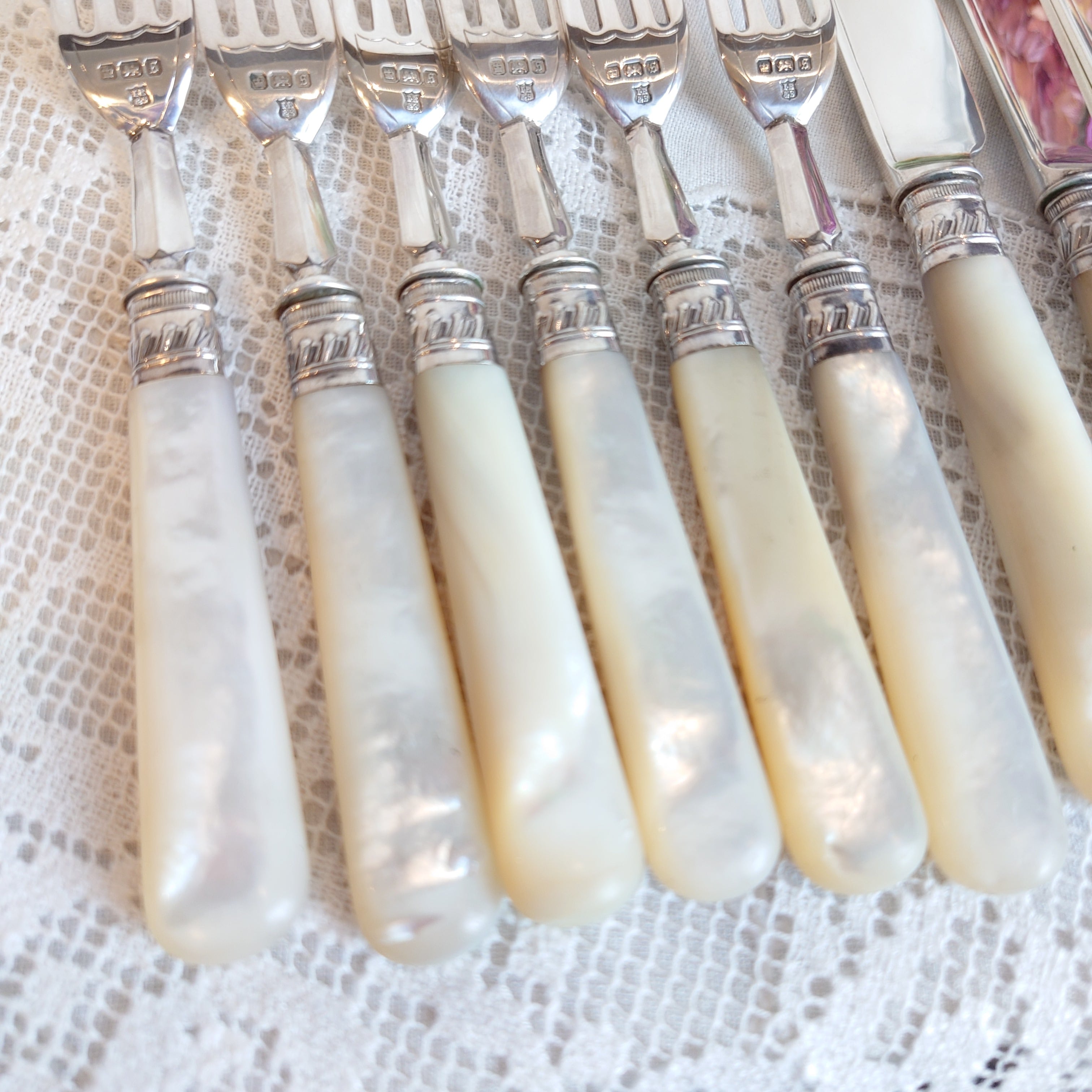 白蝶貝 マザーオブパール カトラリーセット 純銀 1910年