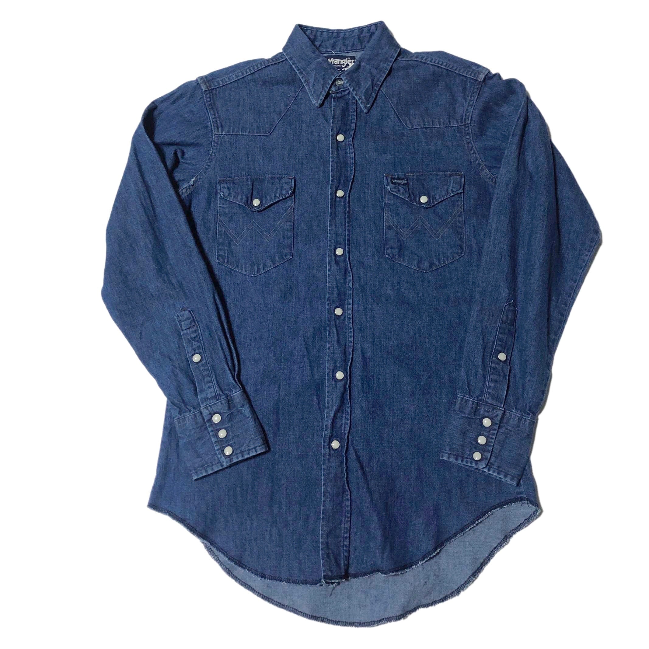 80s Wrangler ラングラー 馬タグ 27MW デニムウエスタンシャツ【15-33