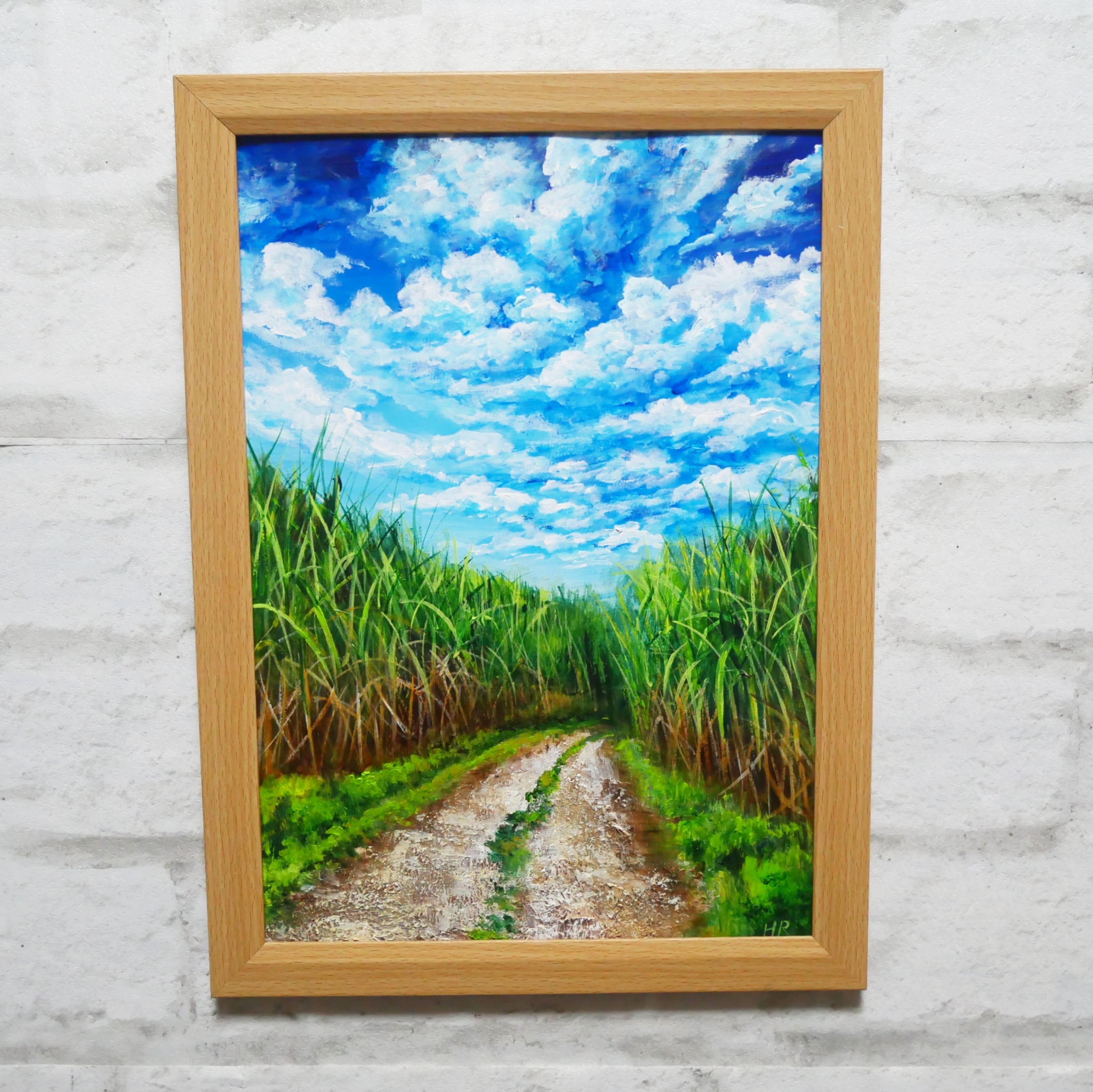 油絵 油彩 油彩画 絵 絵画【サトウキビ畑の空】 | HIROSHI1990