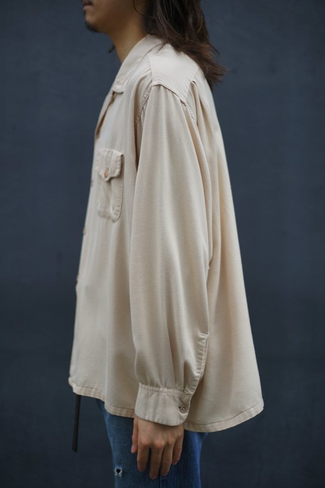Long Wear] Vintage Rayon Gabardine Open Collar Shirt [1950s