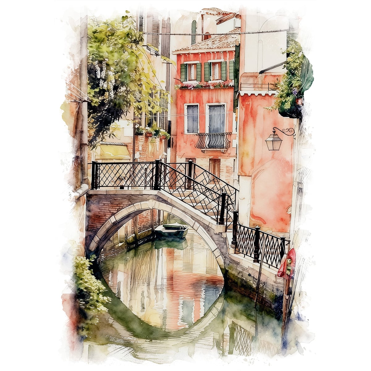 絵画 イタリア 風景画(街並み) ヴェネツィアの運河 インテリアアート額