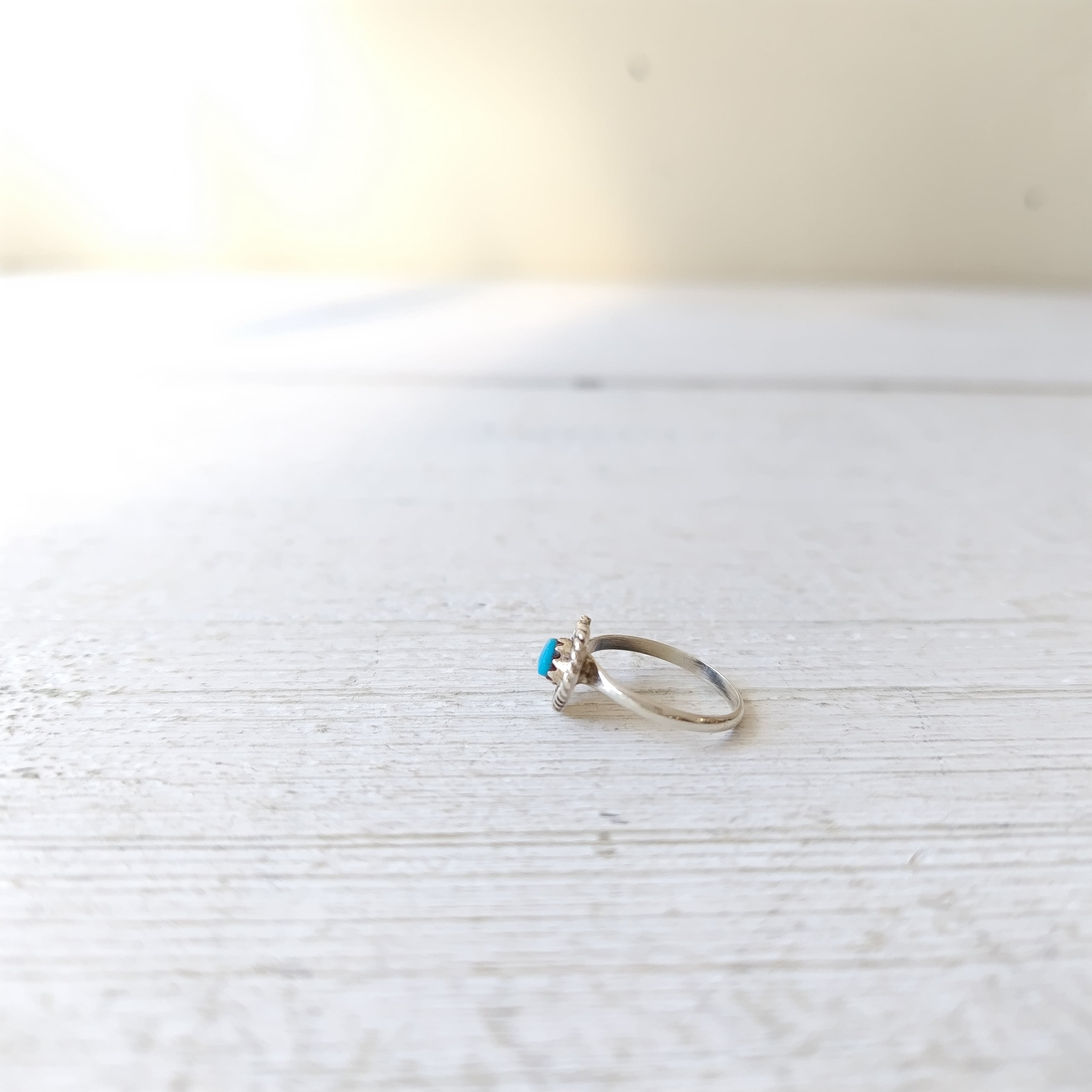 6号 ナバホ ターコイズ ハート シルバーリング インディアンジュエリー