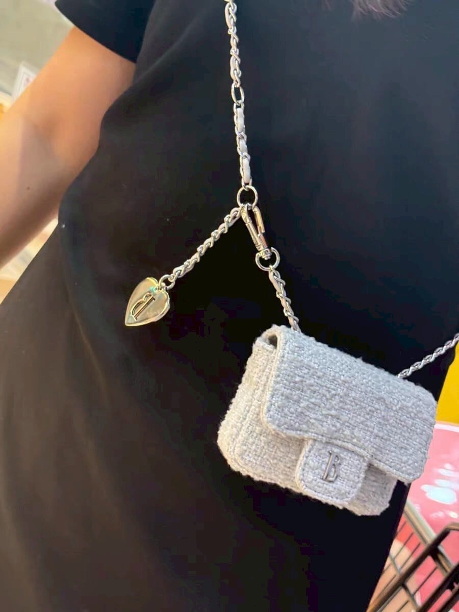 The Barnnet】Tweed Chain Belt Mini Bag | in the mist