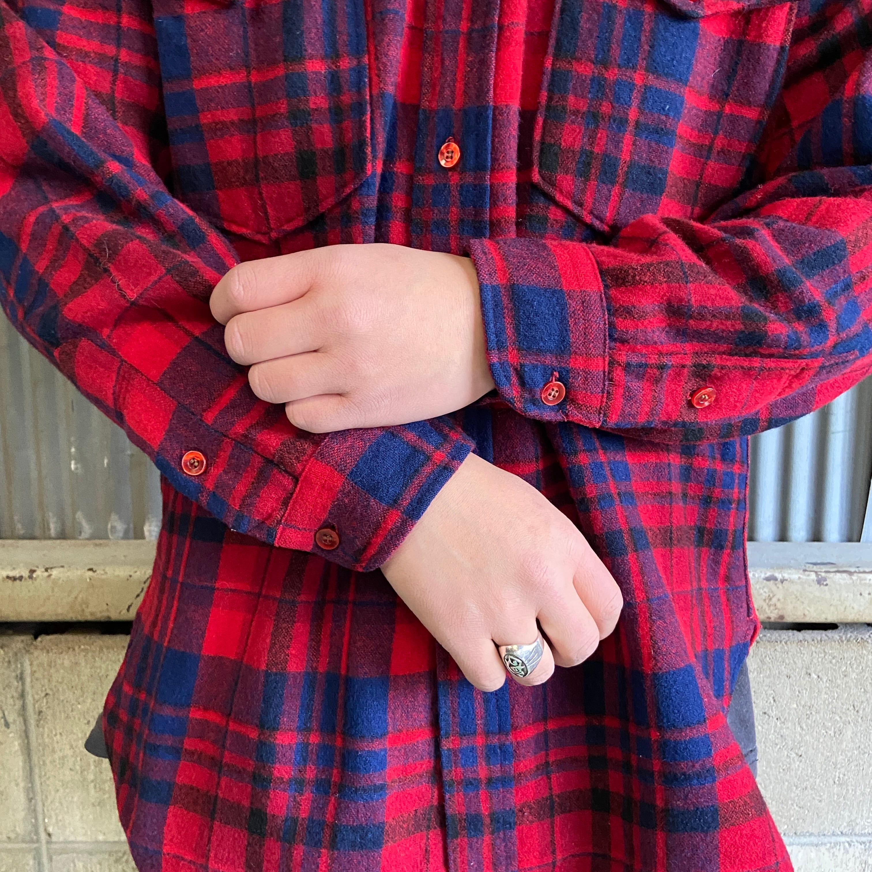 70年代 USA製 PENDLETON ペンドルトン チェック柄 ウール 長袖シャツ