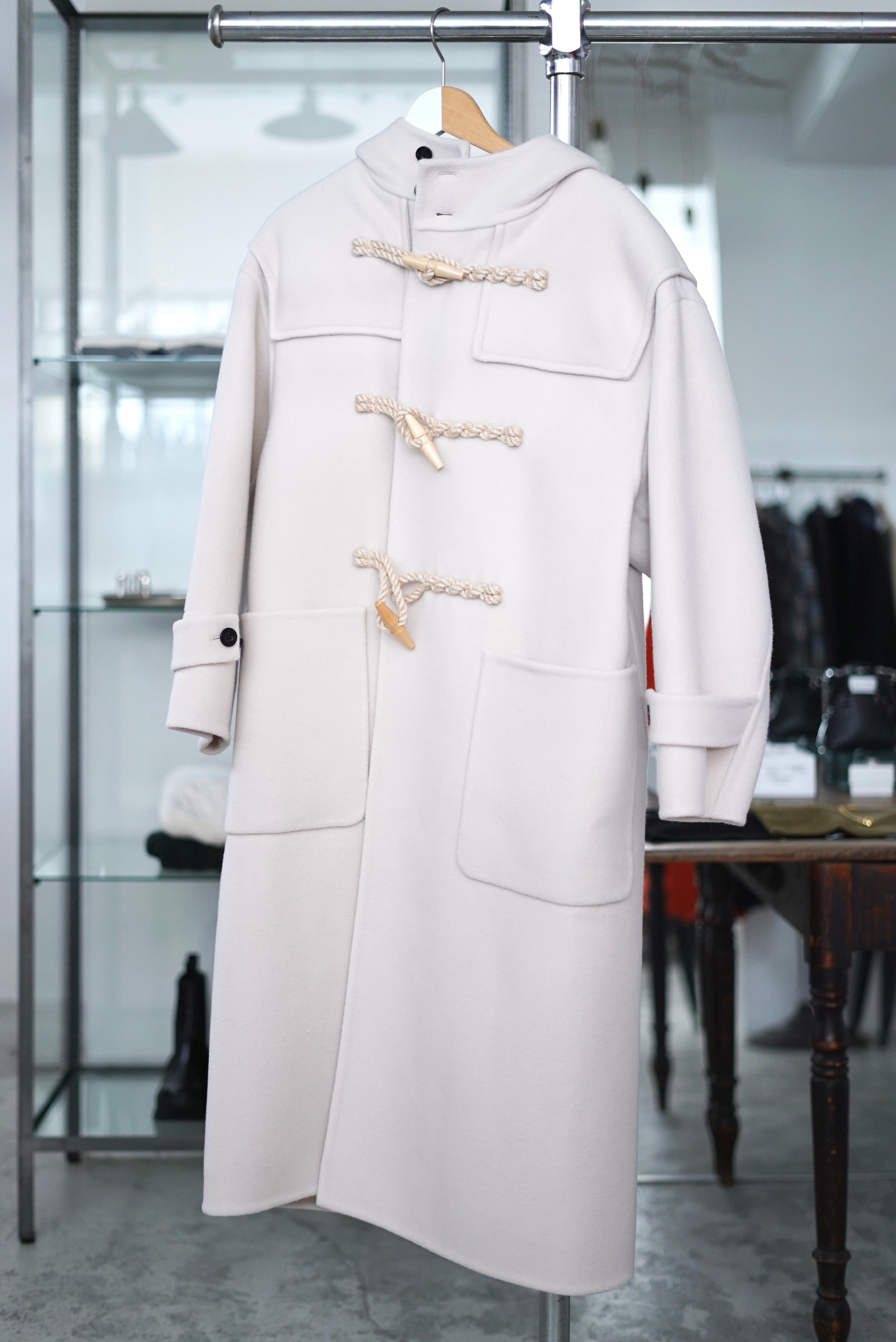 HYKE / DOUBLE FACE DUFFEL COAT (ORANGE / CREAM) | JUQUI Online