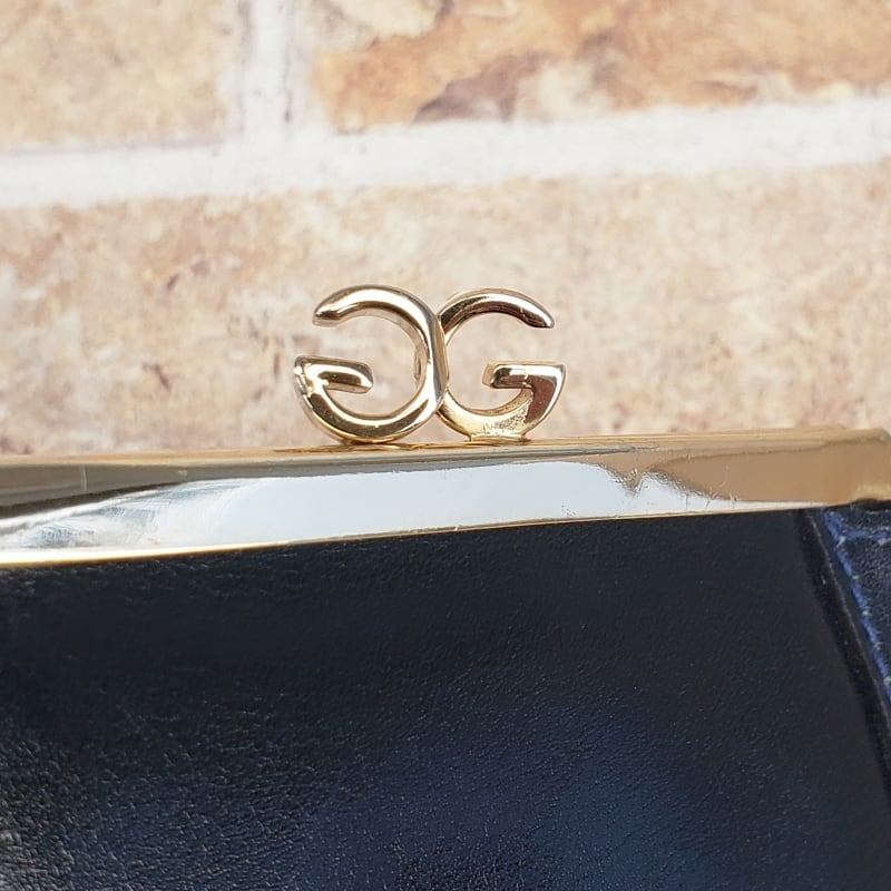 オールドグッチ ☆ レザー GG がま口 コインケース 小銭入れ ネイビー