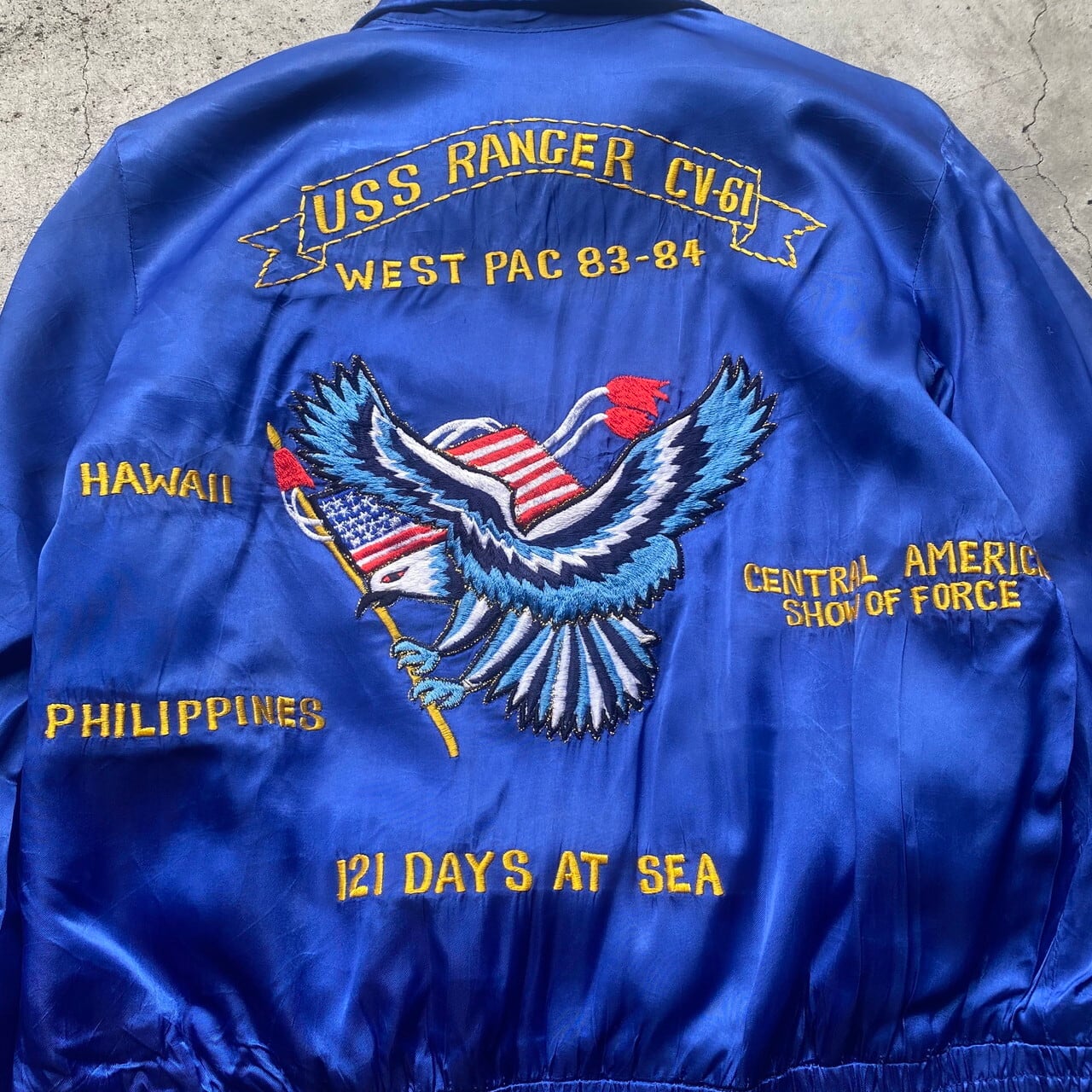 80年代 80s 刺繍 龍 鷹 USS RANGER CV-61 スーベニアジャケット ツアー