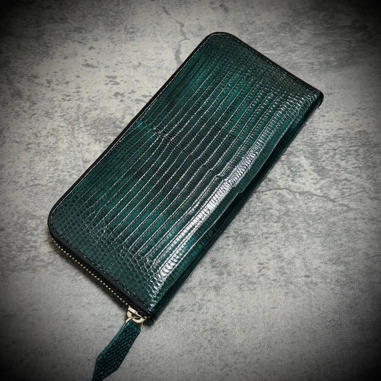 リザード 長財布 シャイニング加工 大容量 カード15枚 トカゲ メンズ