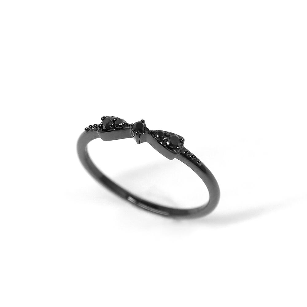 K10YGブラックダイヤモンド ピンキーリング | Sirena Azzurro