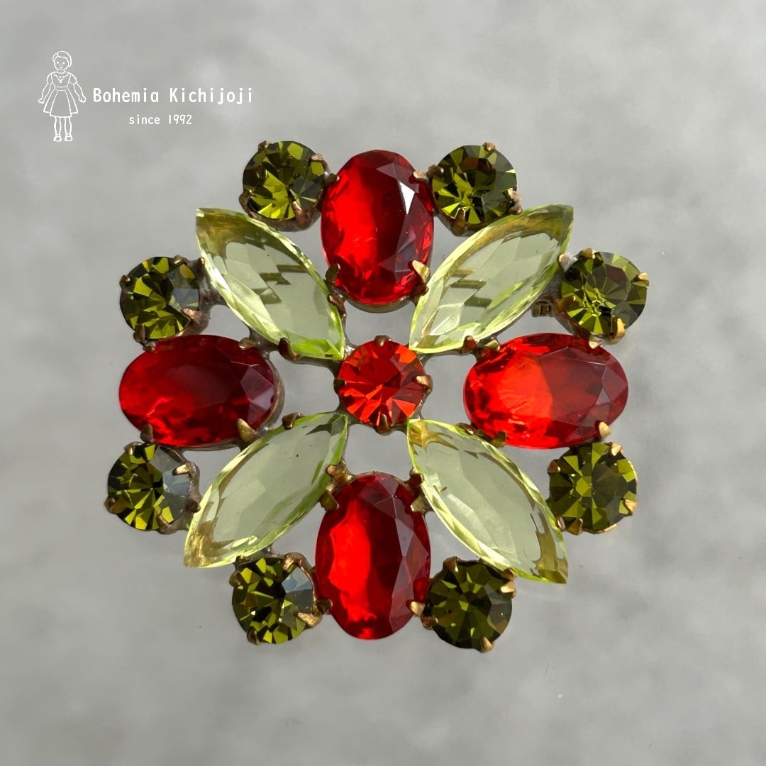 ヴィンテージガラスアクセサリー】ブローチ (スノーフレークウラン