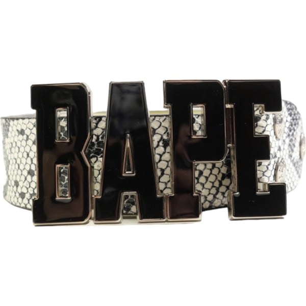 Size【M】 A BATHING APE ア ベイシング エイプ Snake Belt ベルト 白
