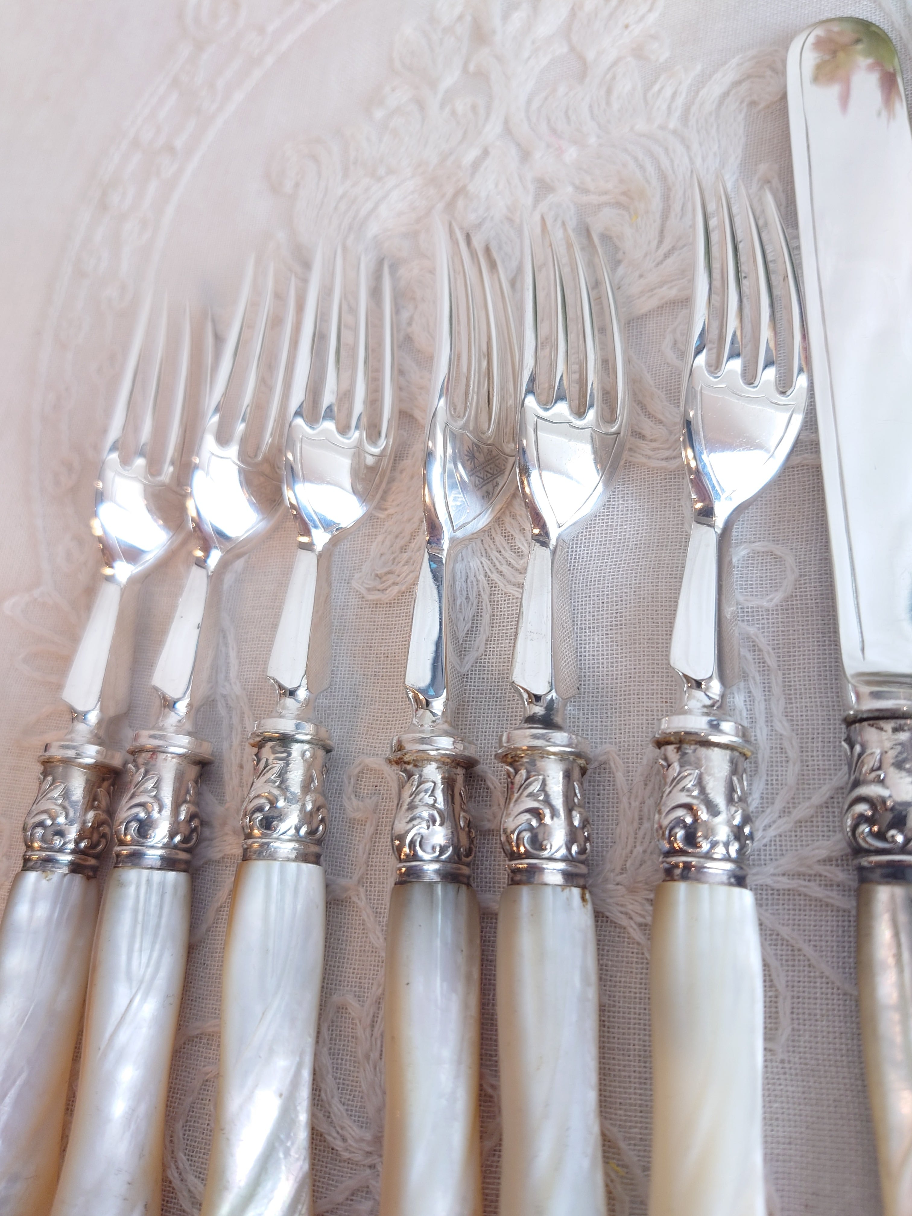 白蝶貝カトラリーセット イギリス製 アンティーク マザーオブパール