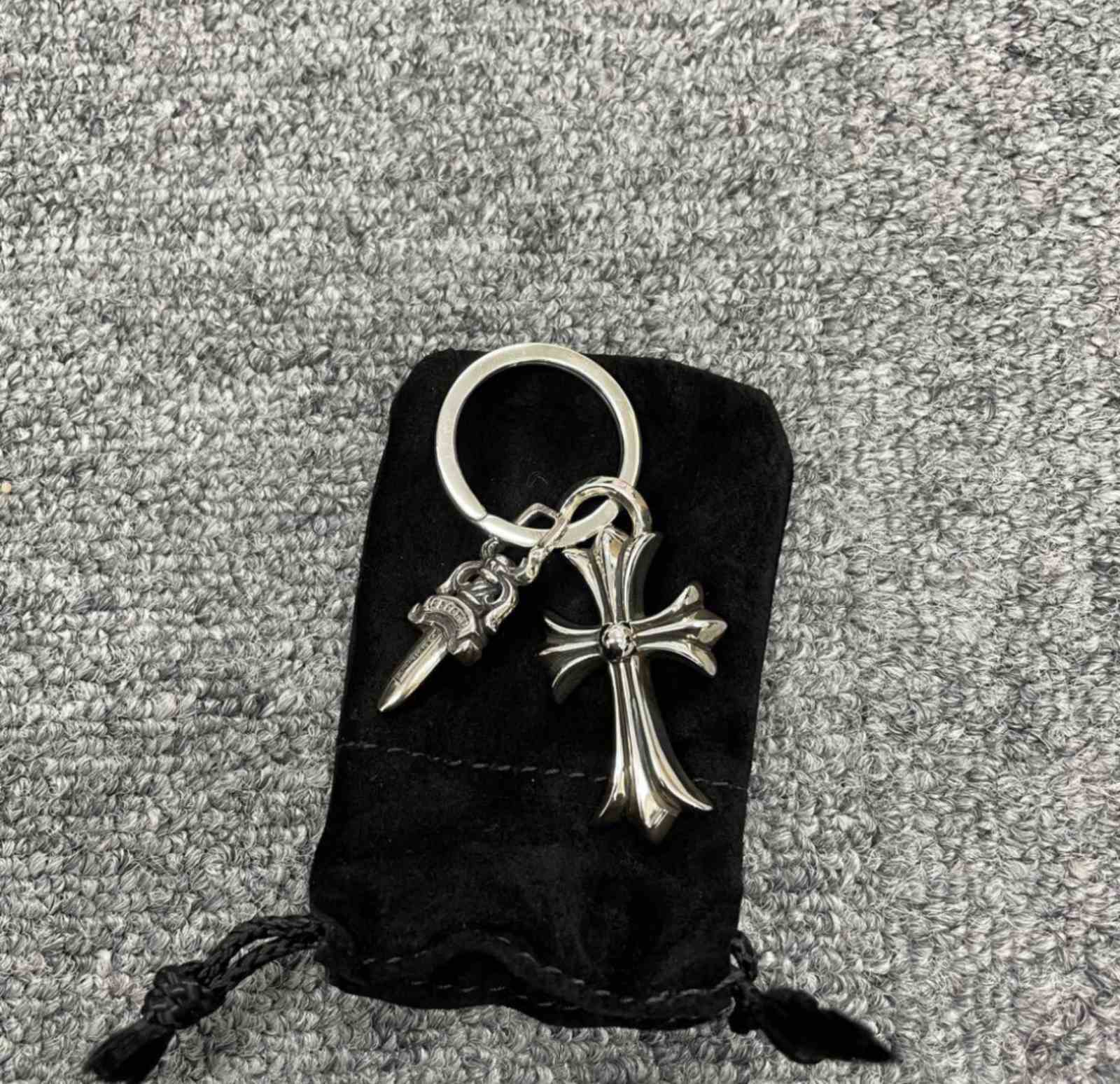 CHROME HEARTS クロムハーツ SMALL CROSS & #5 DGGR キーリング