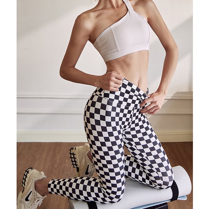 ハイウエストチェック柄レギンス L71853 | ヨガウェア・ヨガマット専門