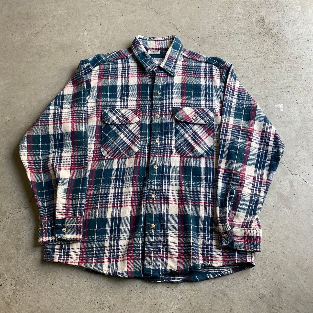 90年代 USA製 Five Brother ファイブブラザー チェック柄 長袖 ヘビー