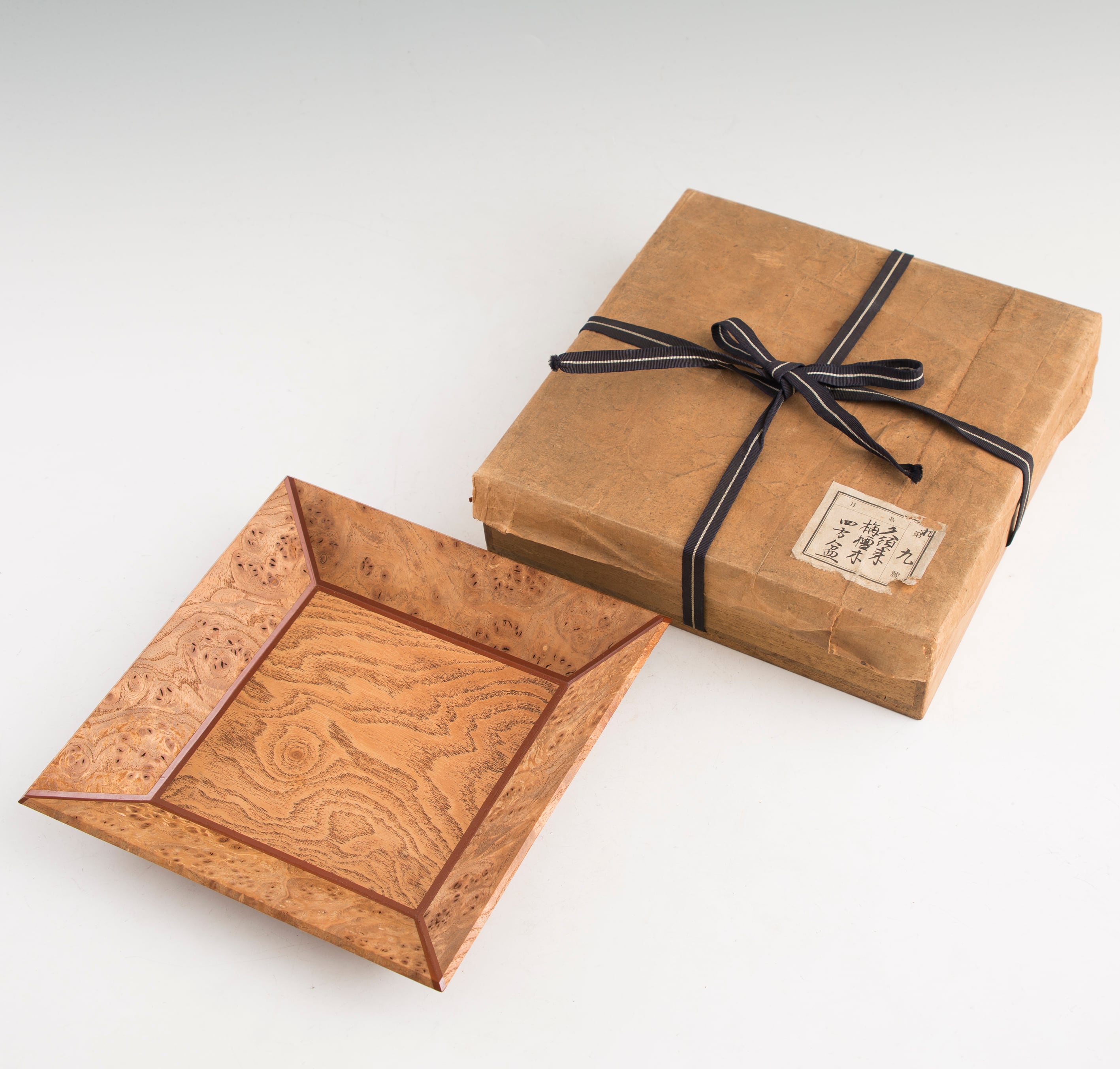 久須来郎 薮内節庵好 4代福田随竹庵 栴檀 センダン 栴檀玉杢 方盆 花押