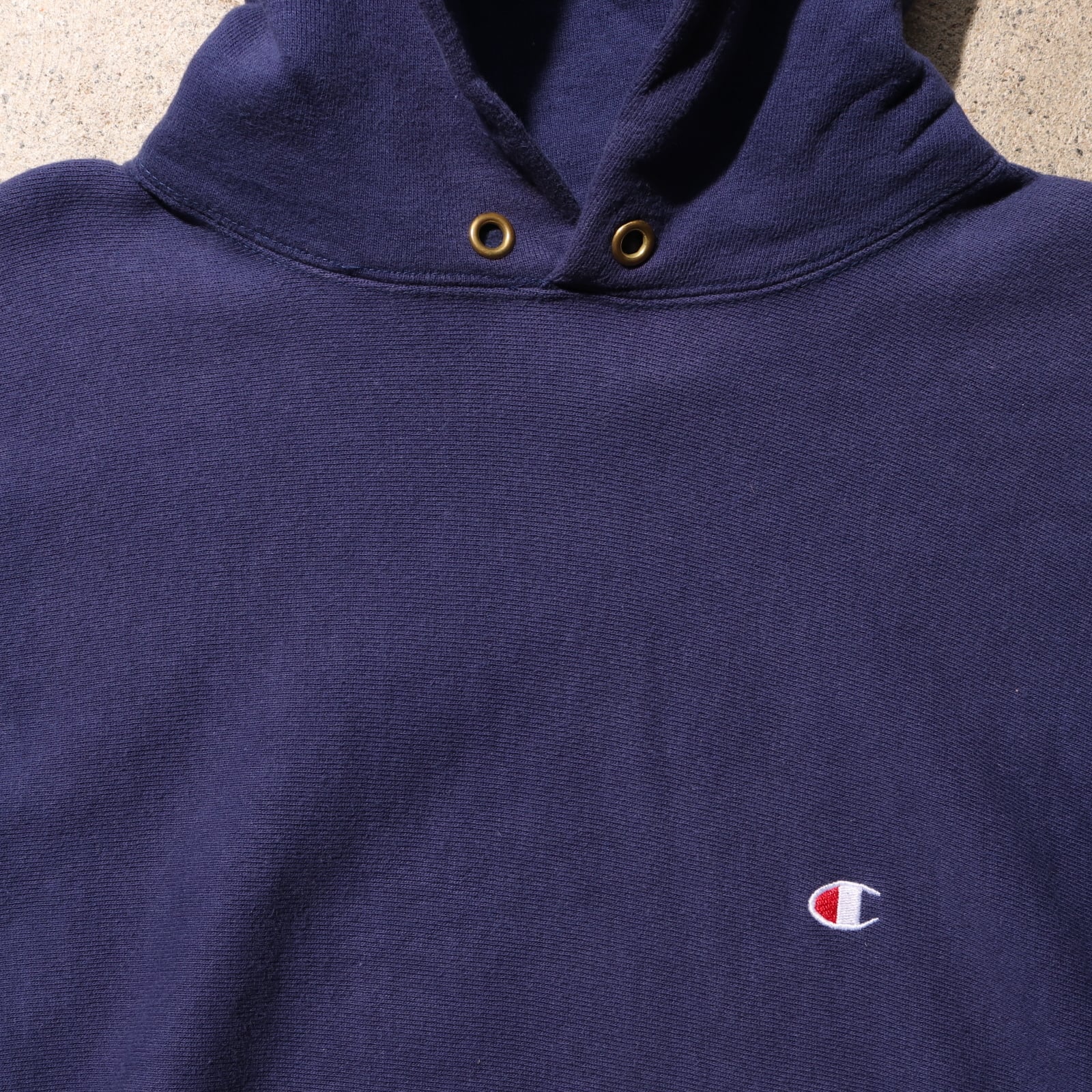 美品 L 茄子紺 90s USA デカハトメ 無地 リバースウィーブ