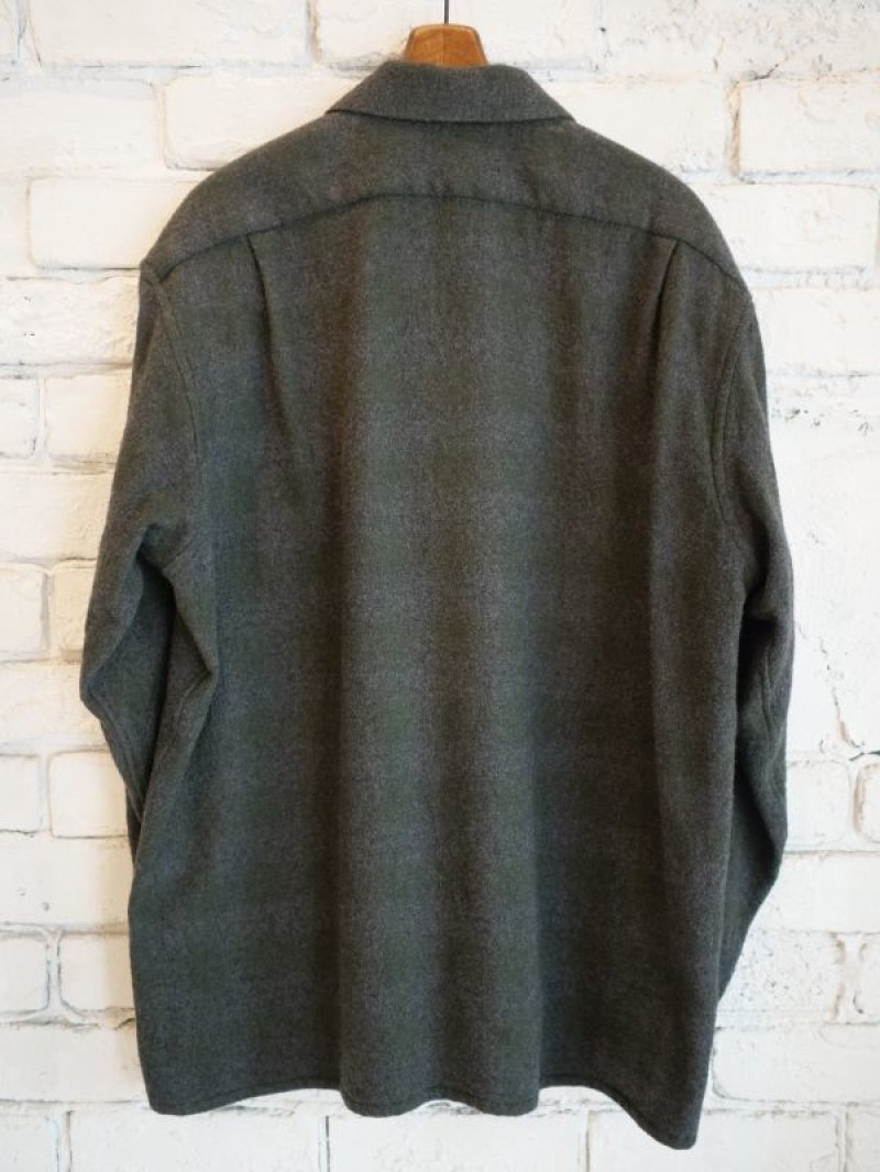 COMOLI ウールチェックオープンカラーシャツ